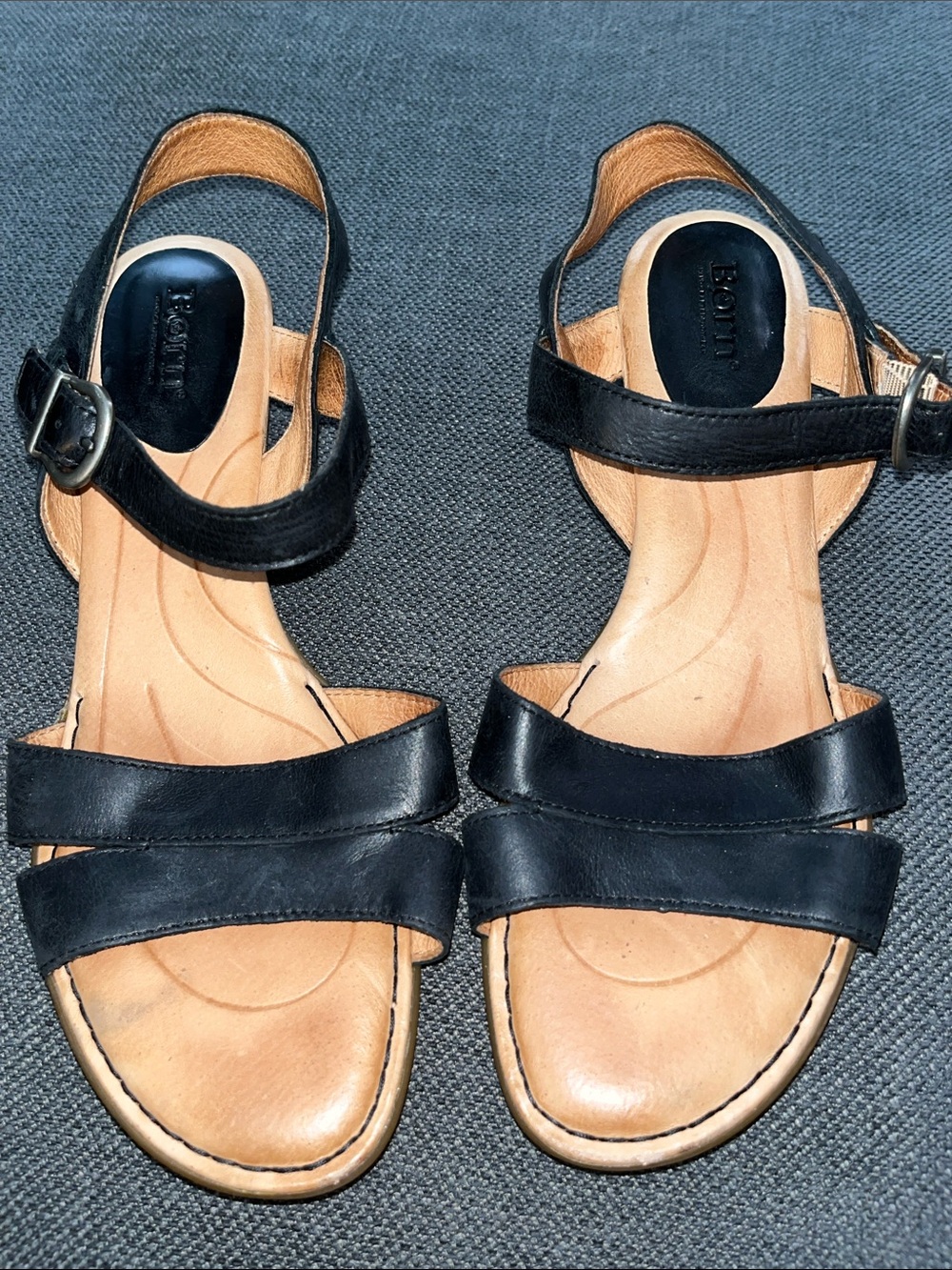 Born Black Leather Double-Strap Slingback Sandals
